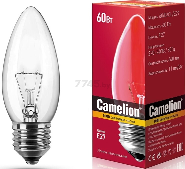 Лампа накаливания E27 60 Вт CAMELION MIC 2700К